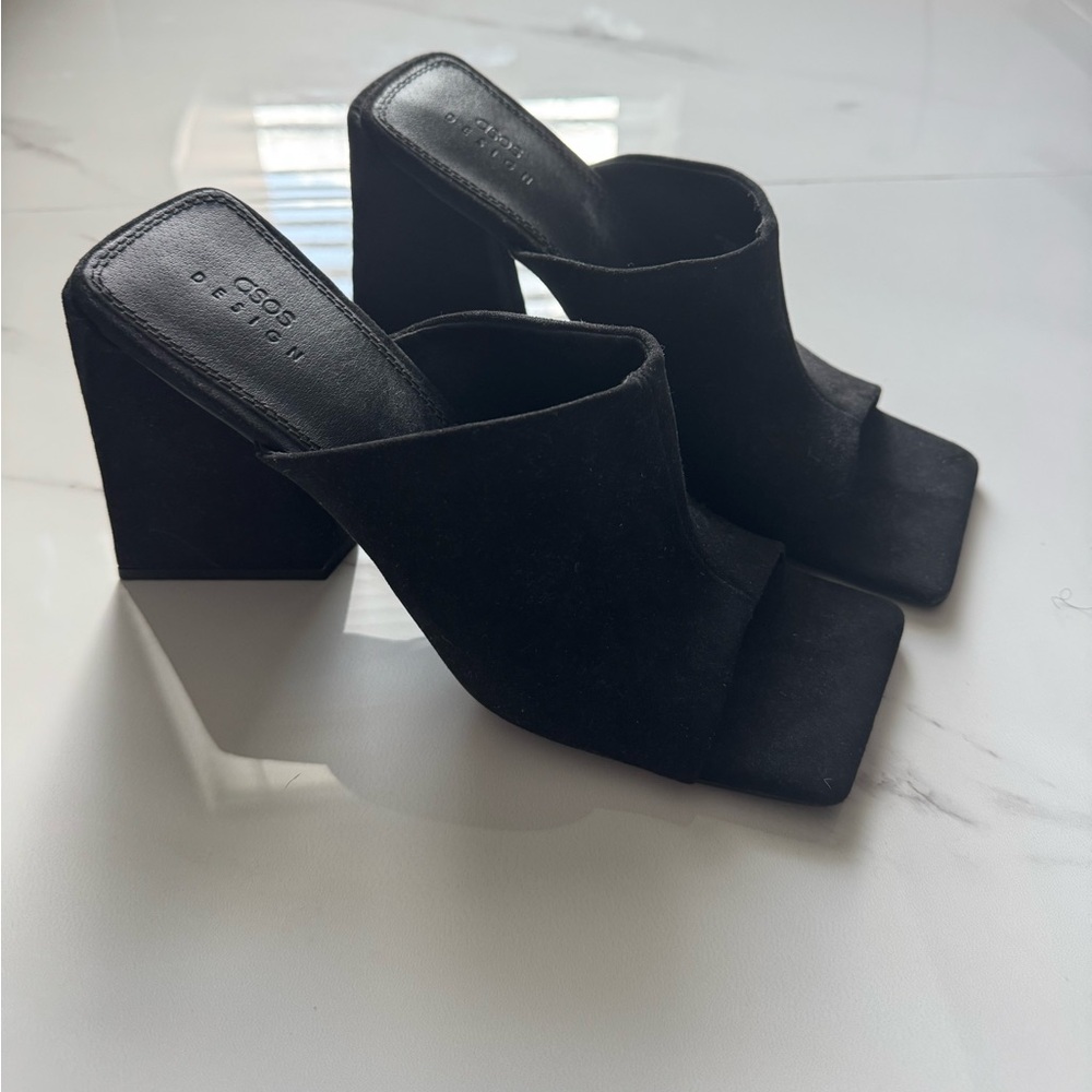 Black Block Heel Mules
